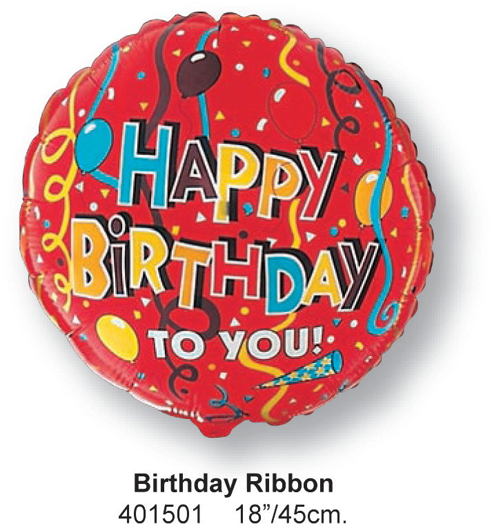 Birthday Ribbon - Birthday Ribbon Foil Mylar Balloon | 18" | Unpackaged (760x760), Png Download