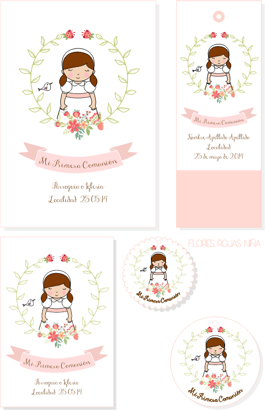 Recordatorios Primera Comunión Para Niñas - Tarjetas De Recordatorio Primera Comunion (532x821), Png Download