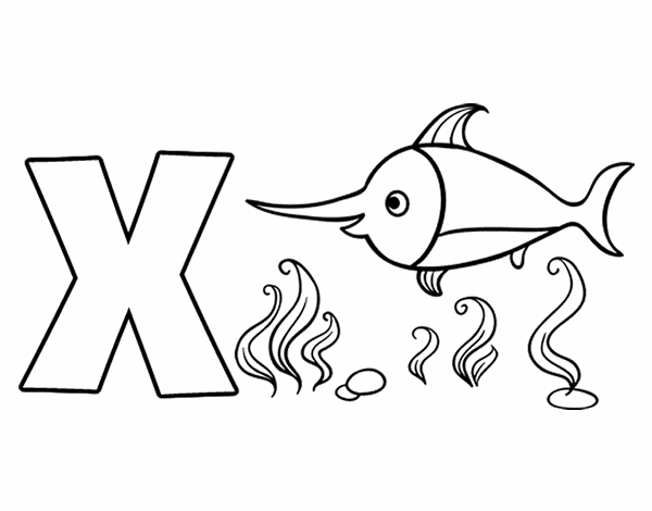 X - Letra X Para Colorir (600x470), Png Download