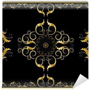 Oriental Gold Ornaments For Rug In Dark Background - Vector Graphics (400x400), Png Download