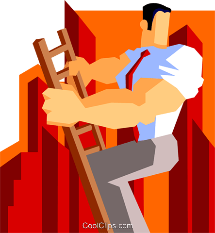 Man Climbing The Corporate Ladder Royalty Free Vector - Illustration (443x480), Png Download