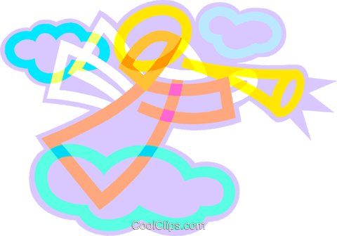 Angel Blowing A Trumpet Royalty Free Vector Clip Art - Illustration (480x336), Png Download