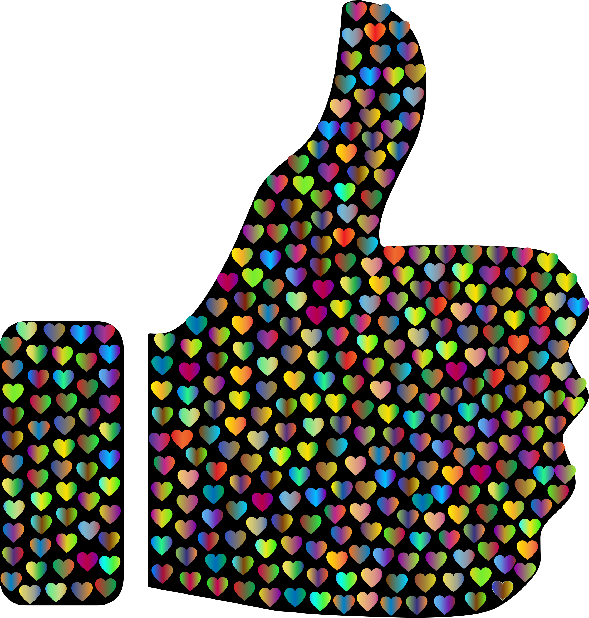 This Free Icons Png Design Of Prismatic Hearts Thumbs (2236x2344), Png Download