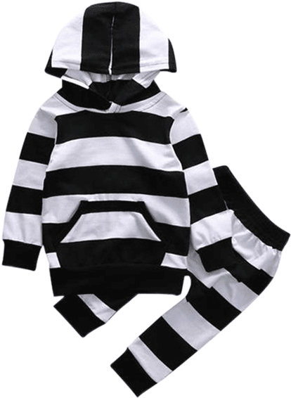 Petite Bello Clothing Set 0-6 Months Black & White - Hoodie (600x600), Png Download