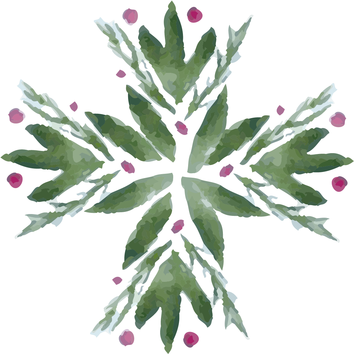 Merry & Bright Watercolor Clipart Example Image - Floral Design (1500x1500), Png Download