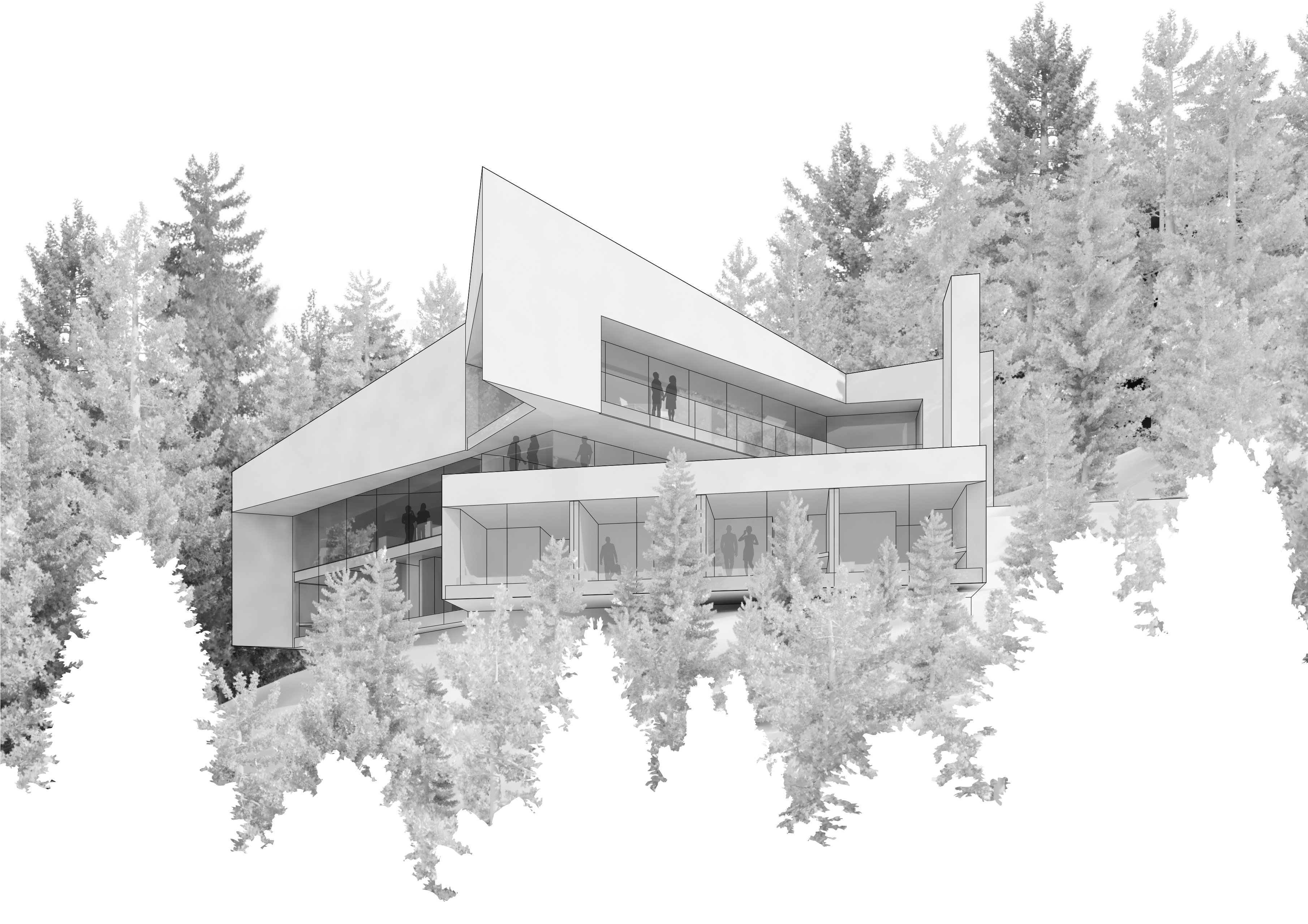 Early Concept Image, Patkau Architects - Patkau Trails End House (3619x2577), Png Download