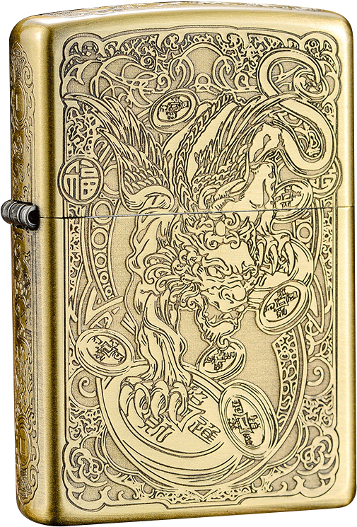 Lighter Zippo Genuine Copper Five Carved Lucky Brave - Zippo (800x800), Png Download