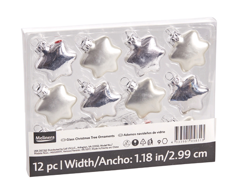 Glass Christmas Tree Ornaments, Silver/white Stars - Christmas Tree (500x500), Png Download