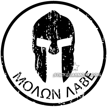 Μολων Λαβε - White - Circle Sticker - Spartan Come And Take (350x350), Png Download