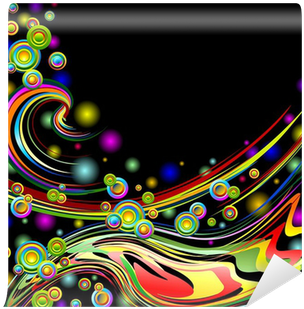 Girlande Colori Sfondo Astratto Abstract Colors Swirls - Rainbow Colors Abstract Swirls On Black Canvas Print (400x400), Png Download