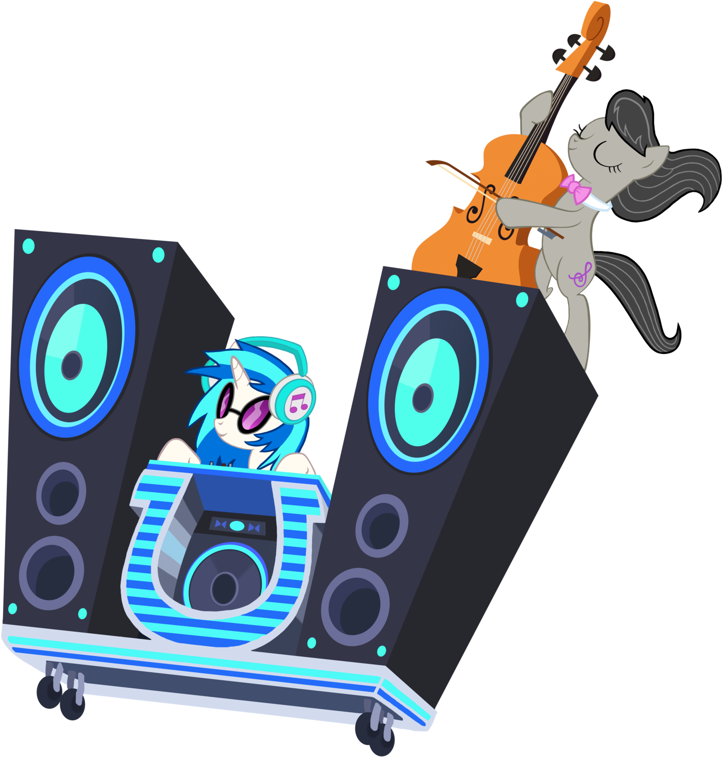 Dj Pon 3 And Octavia's Ride Vector - Mlp Dj Pon 3 And Octavia (1600x1600), Png Download