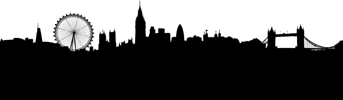 London Skyline Silhouette Png (1200x350), Png Download