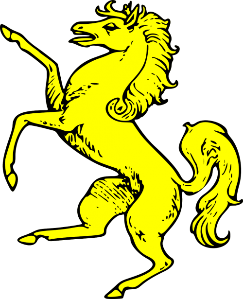 Vector - Horse Rampant (500x615), Png Download