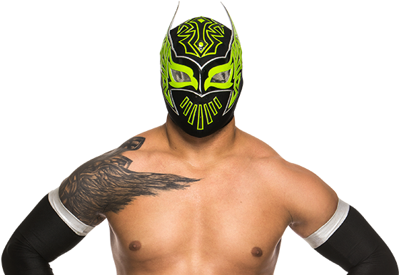 Sin Cara - Sin Cara Green And Black Mask (562x408), Png Download