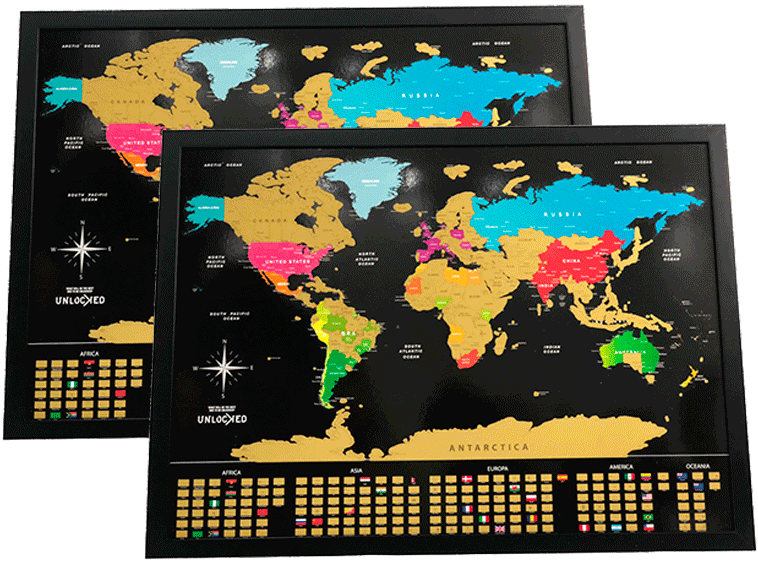 2 Mapas Molduras - My Travel Scratch Map - Luckies Of London (778x591), Png Download