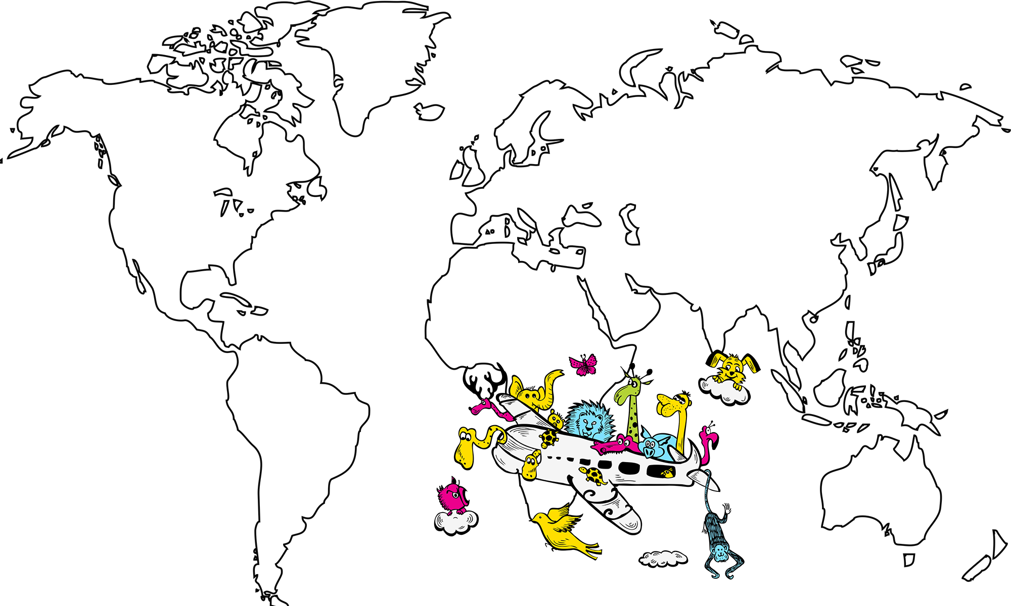 Adesivo Mapa Mundi Infantil - Blank World Map A3 (2000x1200), Png Download