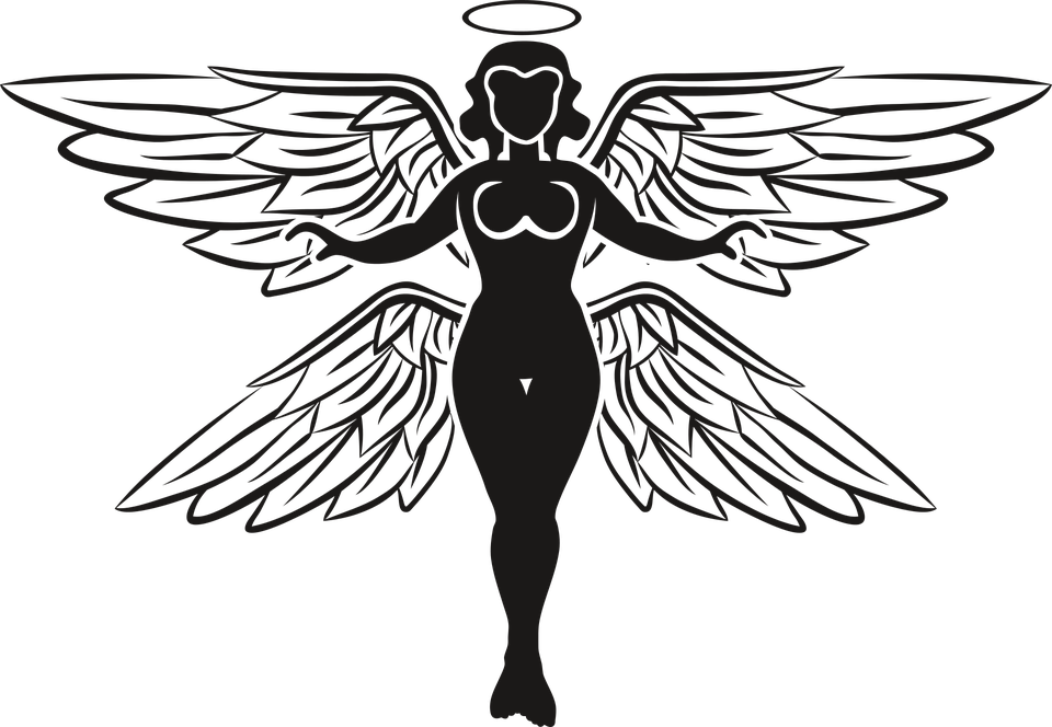 Wings Clipart Archangel - Gambar Hitam Putih Mikael Malaikat (960x664), Png Download