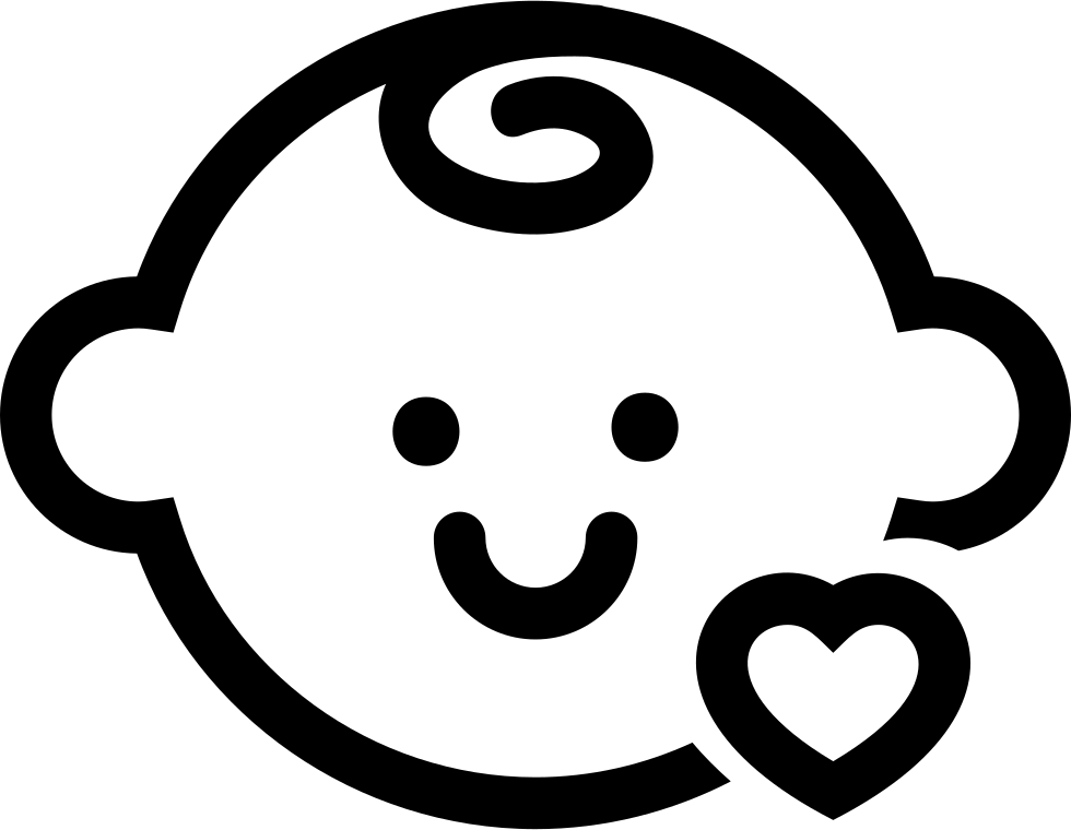 Baby Head With A Small Heart Outline Comments - Baby Icon Png (980x760), Png Download
