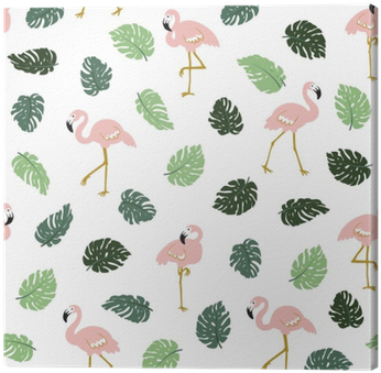Tropical Seamless Pattern With Pink Flamingos And Green - Tapety Na Telefon Z Flamingami (400x400), Png Download