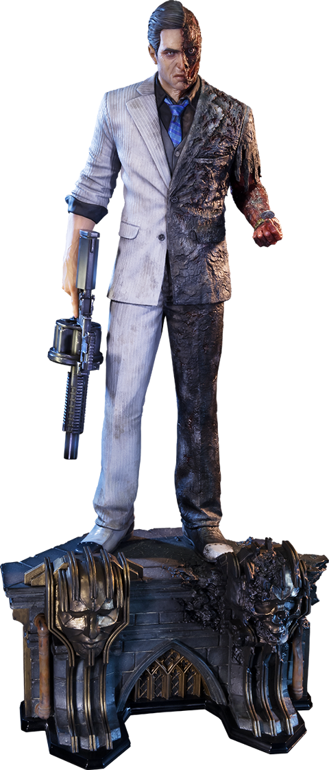 Two-face Statue - Batman Arkham Toys Two Face (480x1122), Png Download