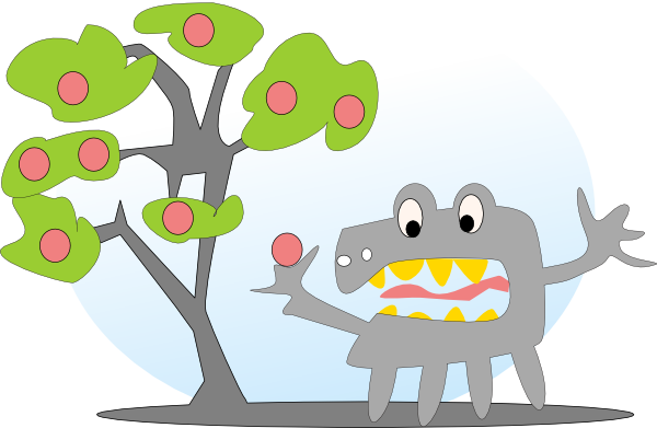Salvor Tree With Apples And A Monster Clip Art Free - Monster Clip Art (600x391), Png Download