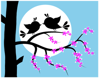 1394 Free Vector Pine Tree Branch Public Domain Vectors - Clipart De Passarinhos Romanticos (353x500), Png Download