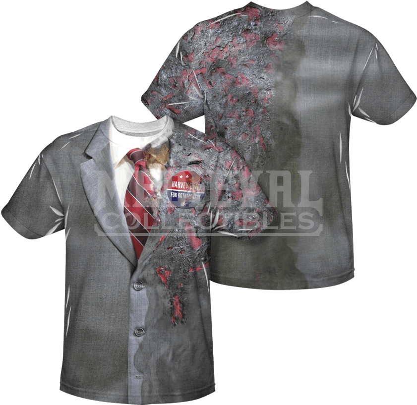 Two Face Burned Suit T-shirt - The Dark Knight (850x850), Png Download