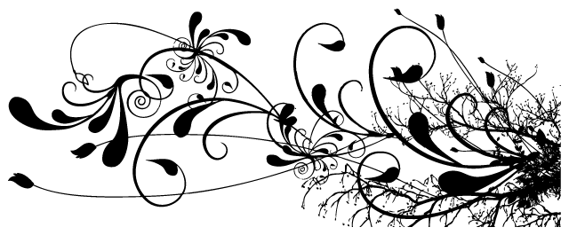 Swirly Designs And Stars Make Up This Moon Henna Tattoo - Design Png Black (640x265), Png Download