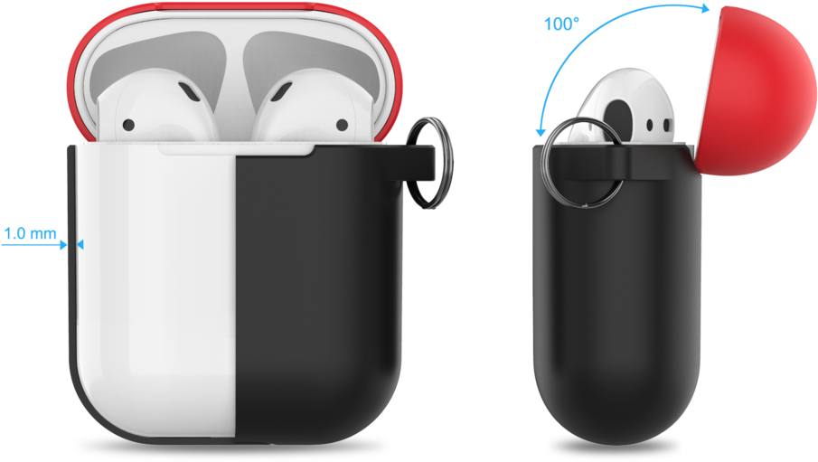 Premium Silicone Two Toned Case For Apple Airpods With (1000x999), Png Download