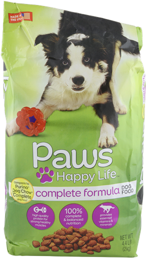 Paws Happy Life Complete Formula Dog Food Dry - Paws Happy Life Complete Formula (339x600), Png Download
