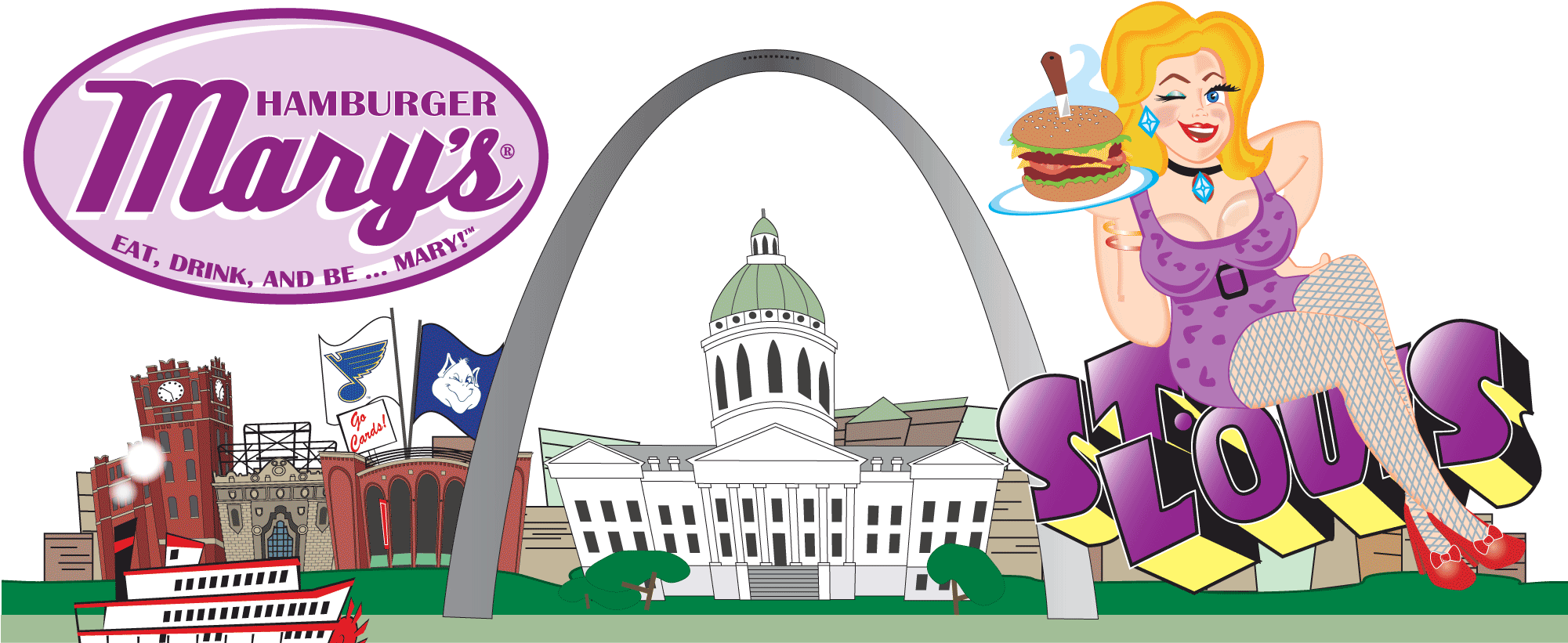 Hamburger Marys St Louis Skyline - Hamburger Mary's (2000x900), Png Download