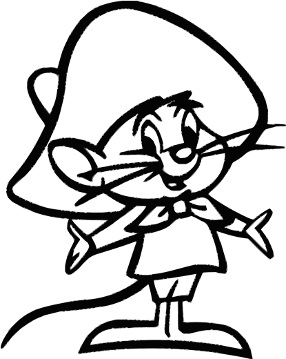 Speedy Gonzales Black And White (500x666), Png Download