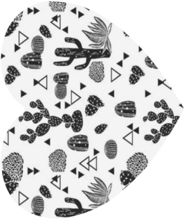 Previous Next - Cactus Fabric - Cactus / Black Andwhite Geo Triangle (500x500), Png Download