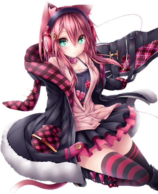 Photo - Pink Neko Girl Render (530x723), Png Download