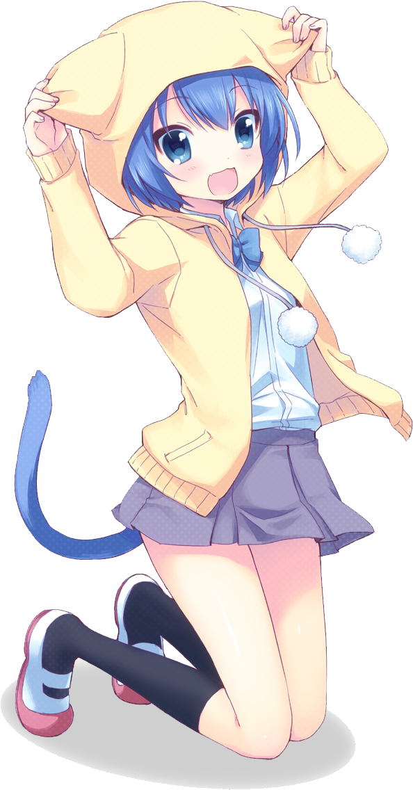 127982 Blue Eyes Blue Hair Catgirl Mani Onka Original - Profile Anime Girl Cute (719x1170), Png Download