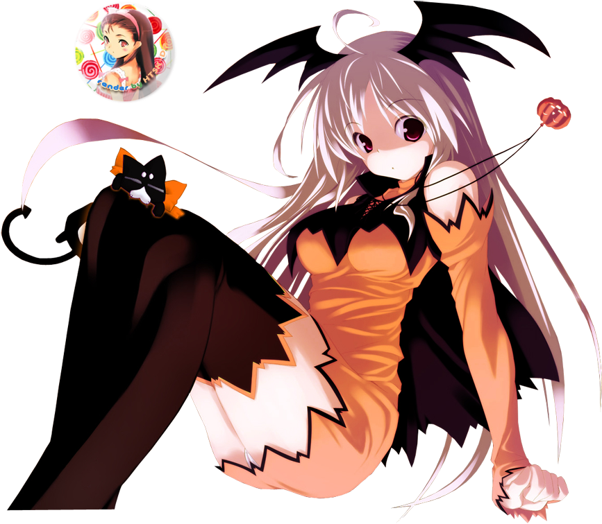 Halloween Anime Girl Render Hallowen Org Png Cute Neko - Anime Halloween (881x768), Png Download