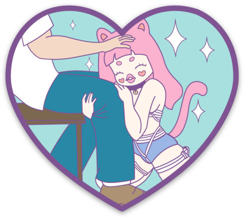 Master & Neko Girl Vinyl 3" X - Cat (480x427), Png Download