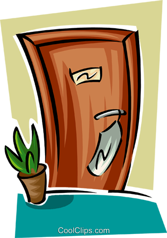 Hotel Room Door Royalty Free Vector Clip Art Illustration - Hotel Room Door Cartoon Png (337x480), Png Download