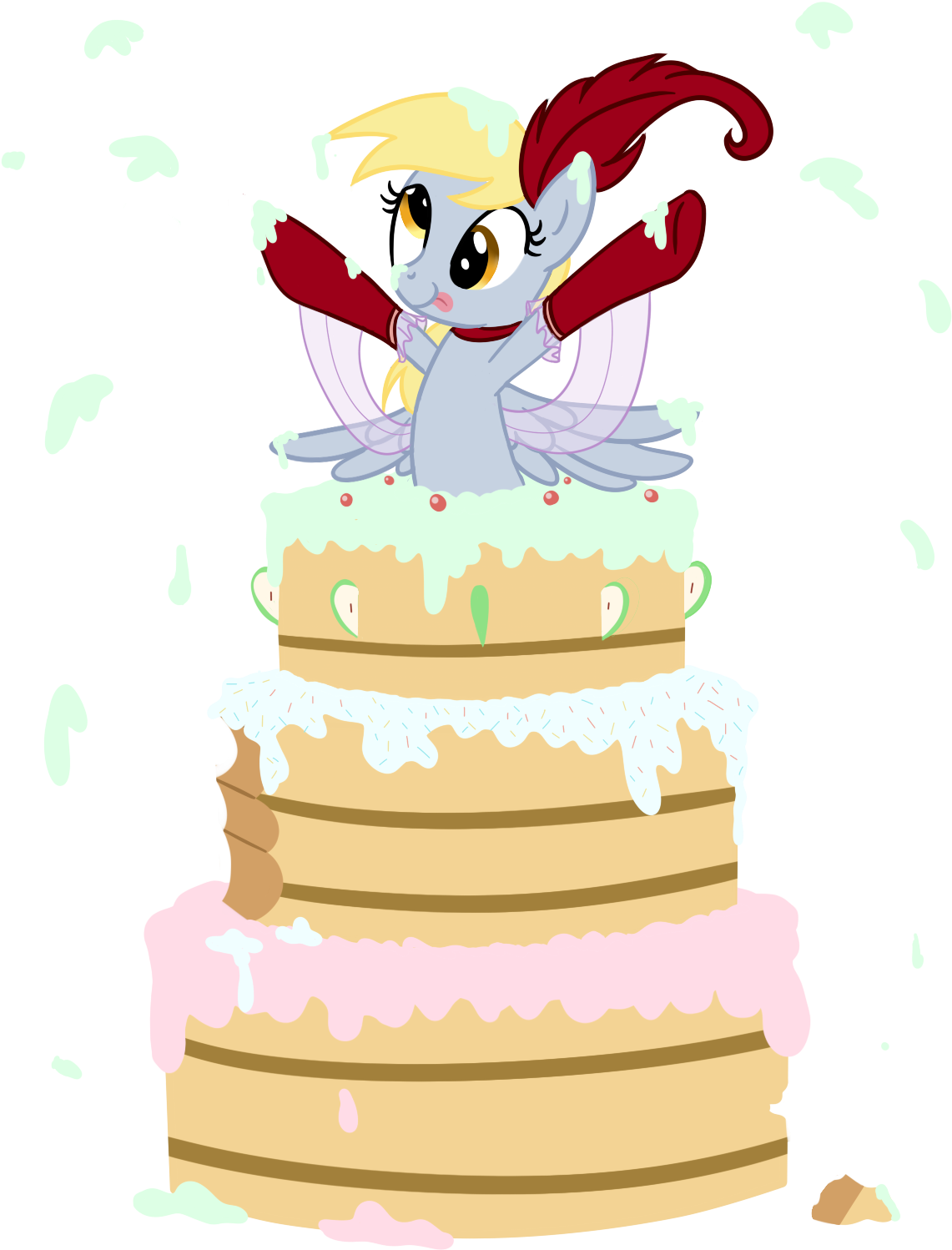 Cake, Derpy Hooves, Female, Mare, Pegasus, Pony, Popping - Digital Art (1200x1600), Png Download