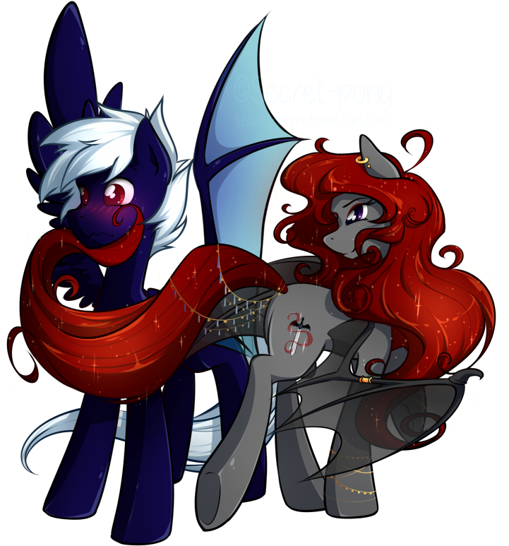 Secret-pony, Bat Pony, Blushing, Female, Male, Oc, - Red And Black Mist (807x835), Png Download