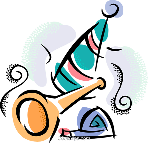 Party Hat And Noise Makers Royalty Free Vector Clip - Illustration (480x466), Png Download