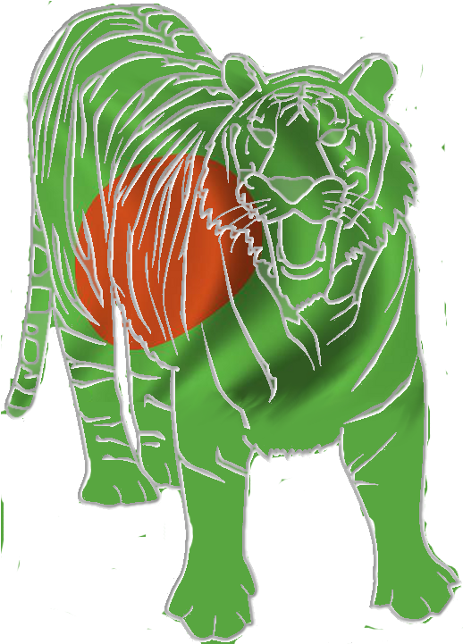 Bengal Tiger Bangladesh Flag (557x760), Png Download