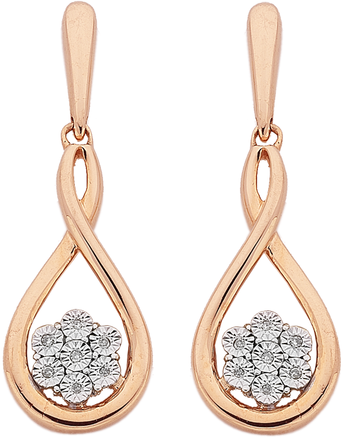 Diamond Set 10ct Rose Gold Earrings - Earring (606x774), Png Download