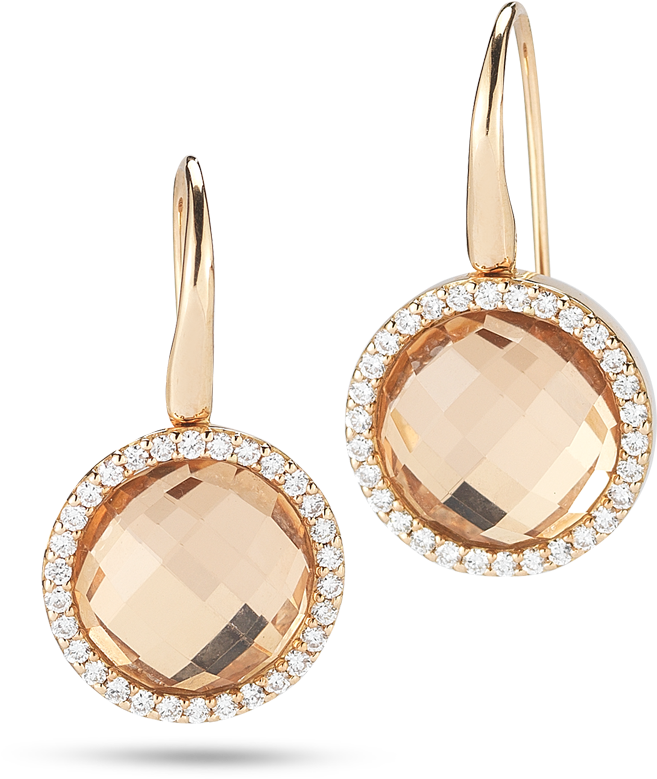 Roberto Coin Cocktail 18k Rose Gold Earrings With Diamonds - Roberto Coin 18kt Gold Cocktail Earrings With Diamonds (1600x1600), Png Download