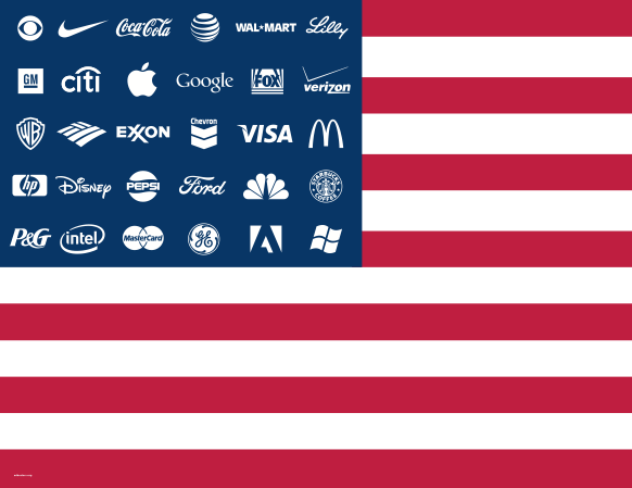 Adbusters Corporate Flag - Corporate America Flag (582x449), Png Download