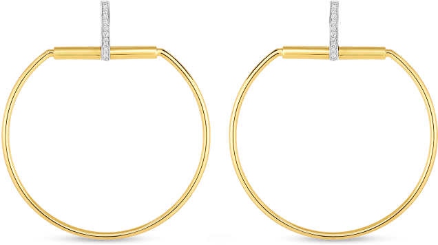 18kt Gold Earrings With Diamonds - Gold (800x800), Png Download