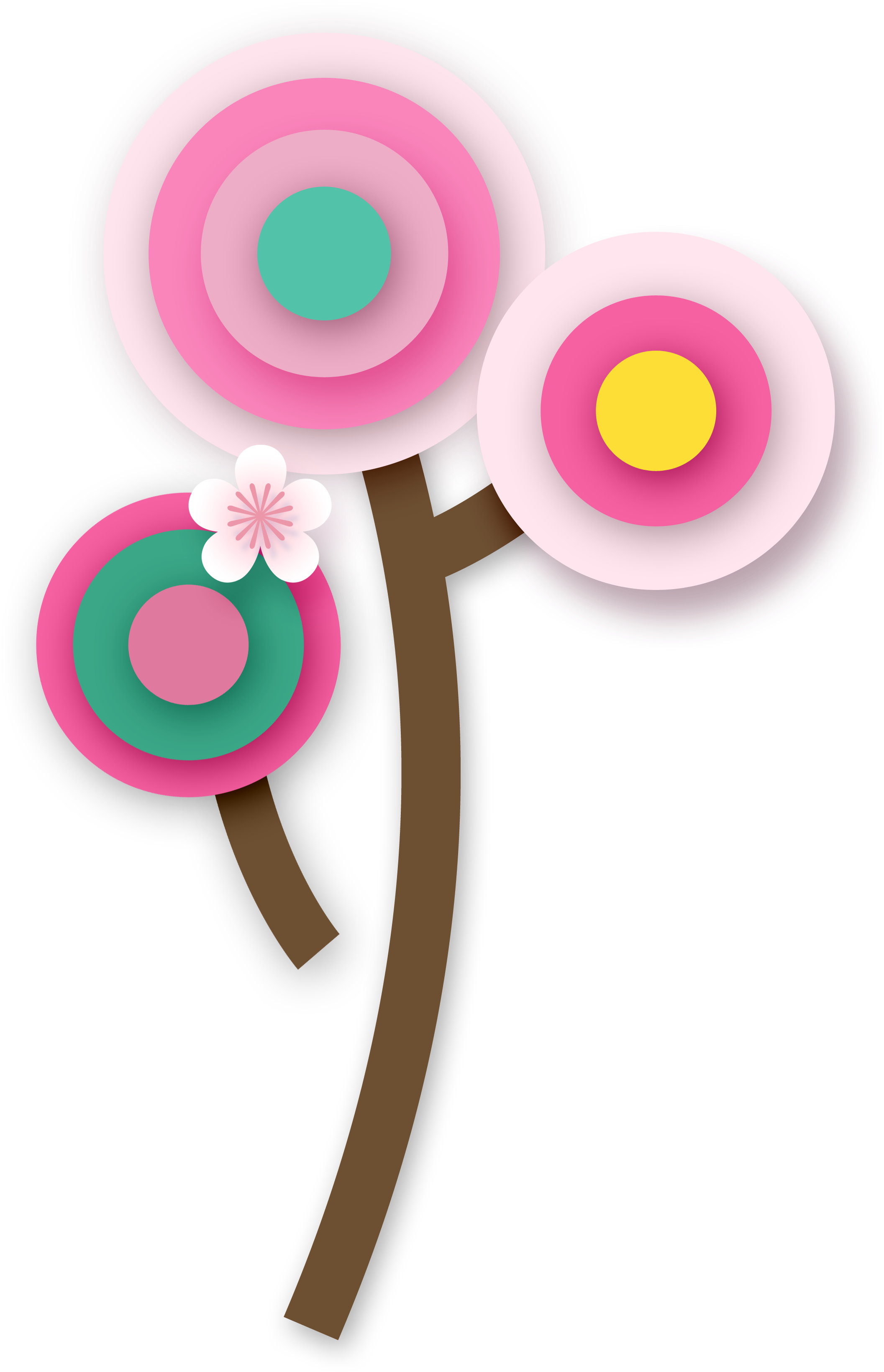 Hand Painted Cartoon Flat Flower Decoration Vector - Portable Network Graphics (2776x3832), Png Download
