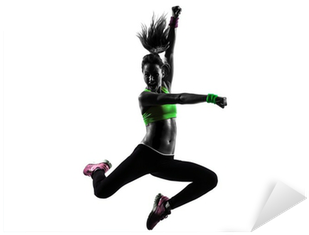 Woman Exercising Fitness Zumba Dancing Jumping Silhouette - Zumba Dance Silhouette Png (400x400), Png Download