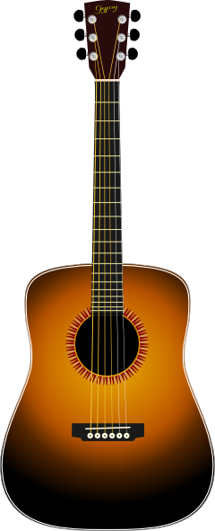 Jpg Black And White Library Acoustic Clipart Guitar - Acoustic Guitar Clipart (240x591), Png Download