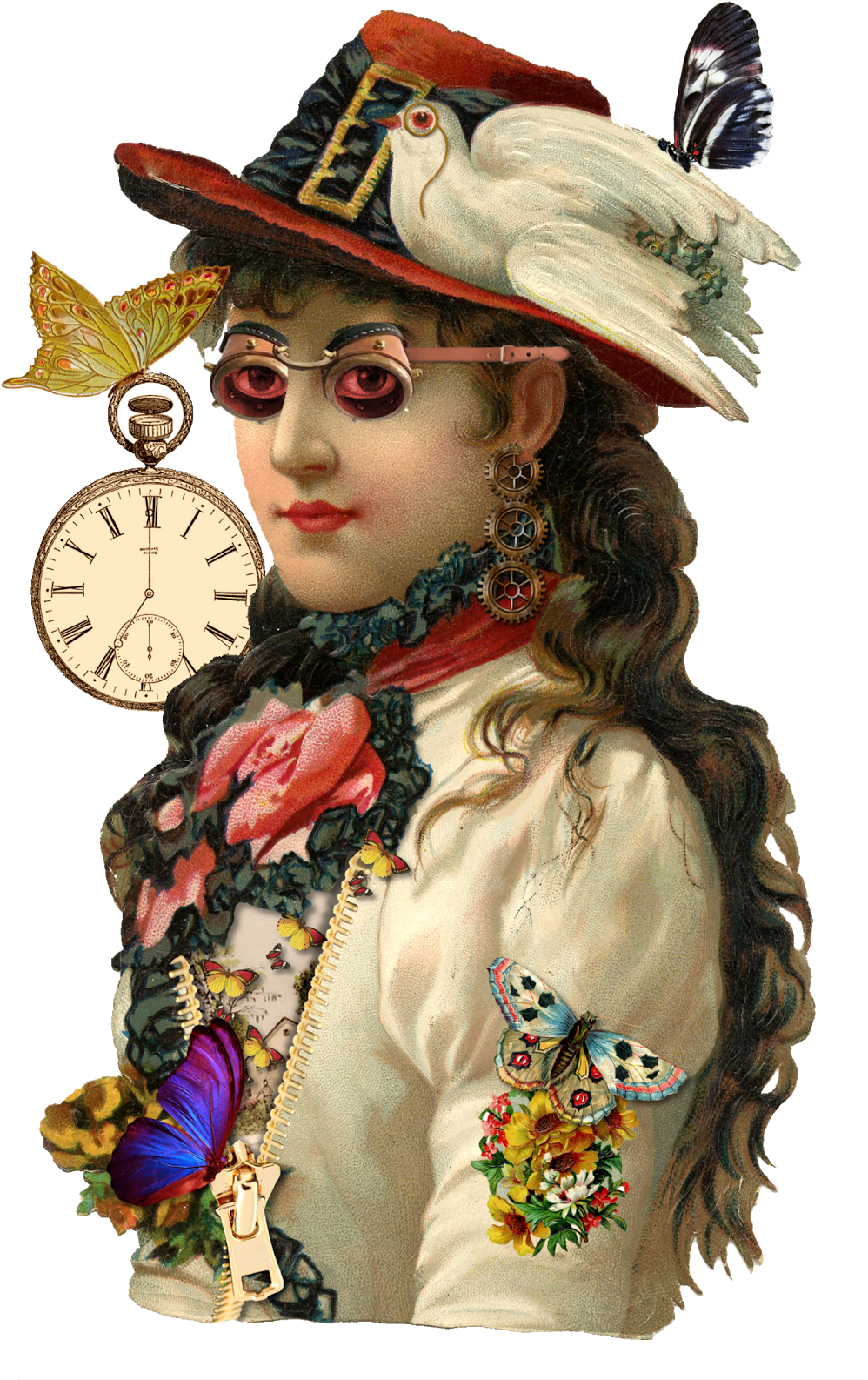 Here Are The Two Imagesthe Png Is On Top, And The Jpg - 3drose Black And White Vintage Pocket Watch - Steampunk (997x1600), Png Download